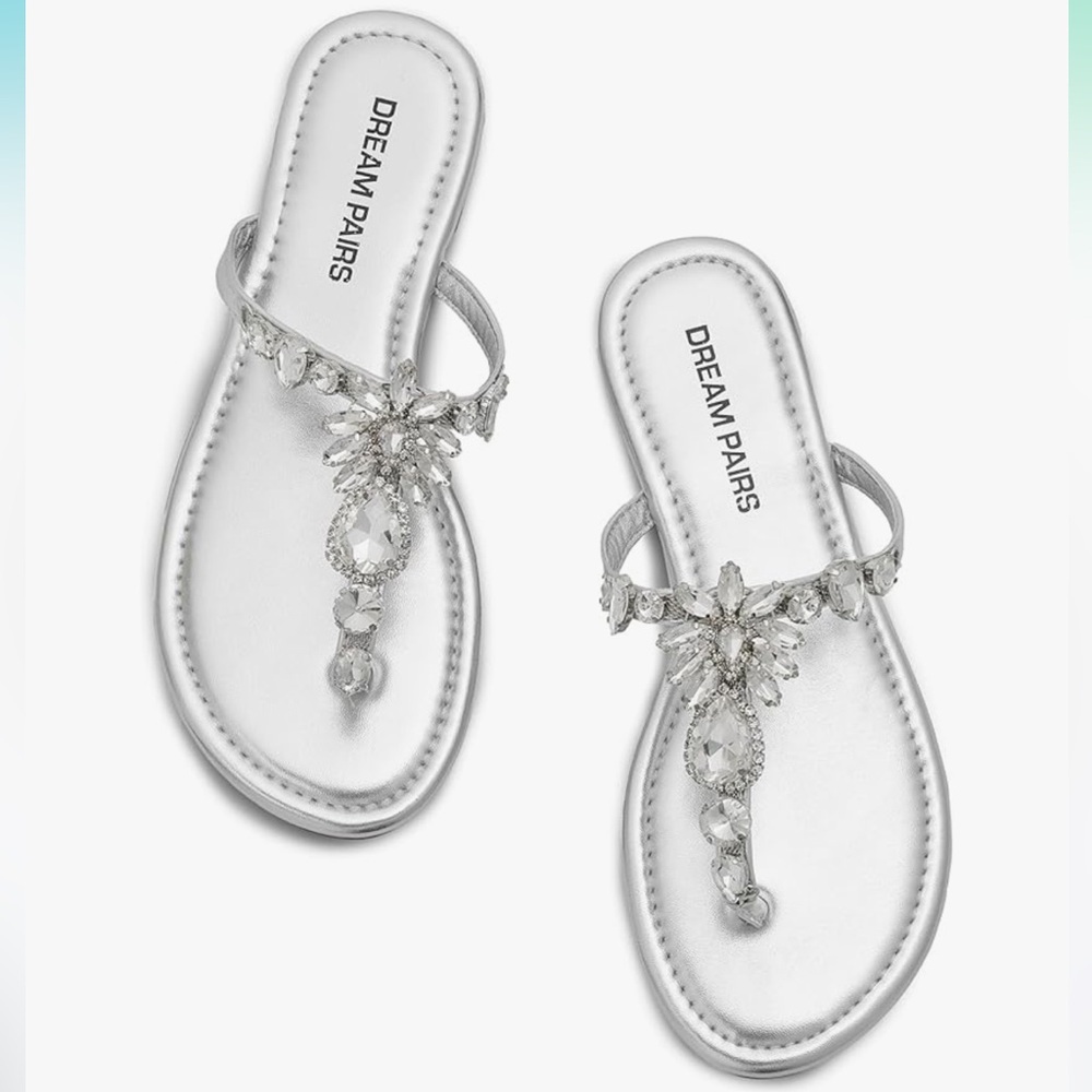 Dream Pairs Women's Glittering Silver Sandals